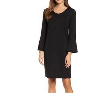 Eileen Fisher Scoop Neck Bracelet Sleeve in Black Jersey Shift Dress